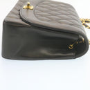 CHANEL Chain Turn Lock Diana Matelasse Shoulder Bag Lamb Skin Black Auth knn076-4