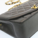 CHANEL Chain Turn Lock Diana Matelasse Shoulder Bag Lamb Skin Black Auth knn076-14