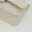 CHANEL Matelasse Double Flap Chain Shoulder Bag Caviar Skin White CC Auth knn085-15