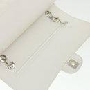 CHANEL Matelasse Double Flap Chain Shoulder Bag Caviar Skin White CC Auth knn085-22