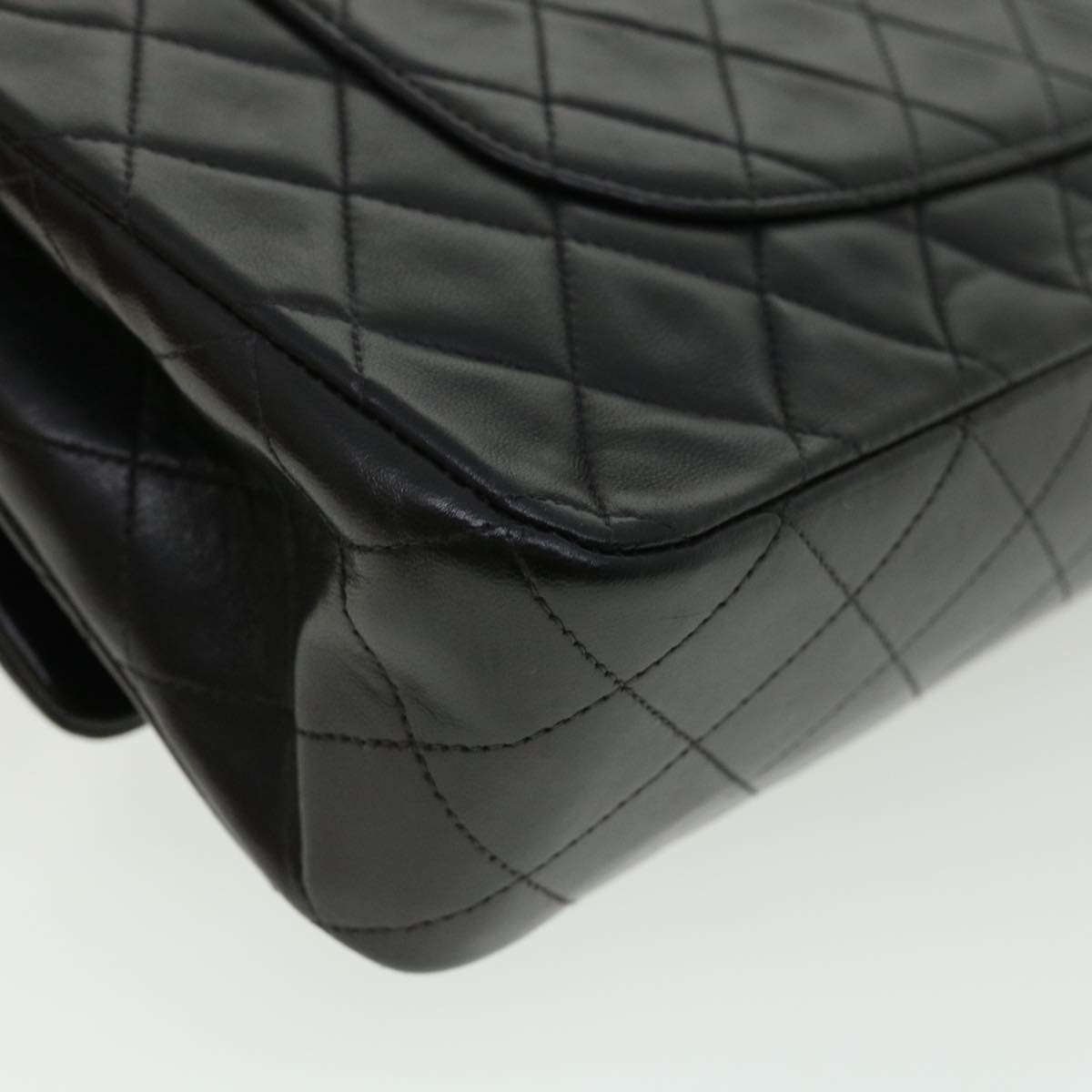 CHANEL Classic Matelasse 25 Chain Flap Shoulder Bag Lamb Skin Black Auth knn087