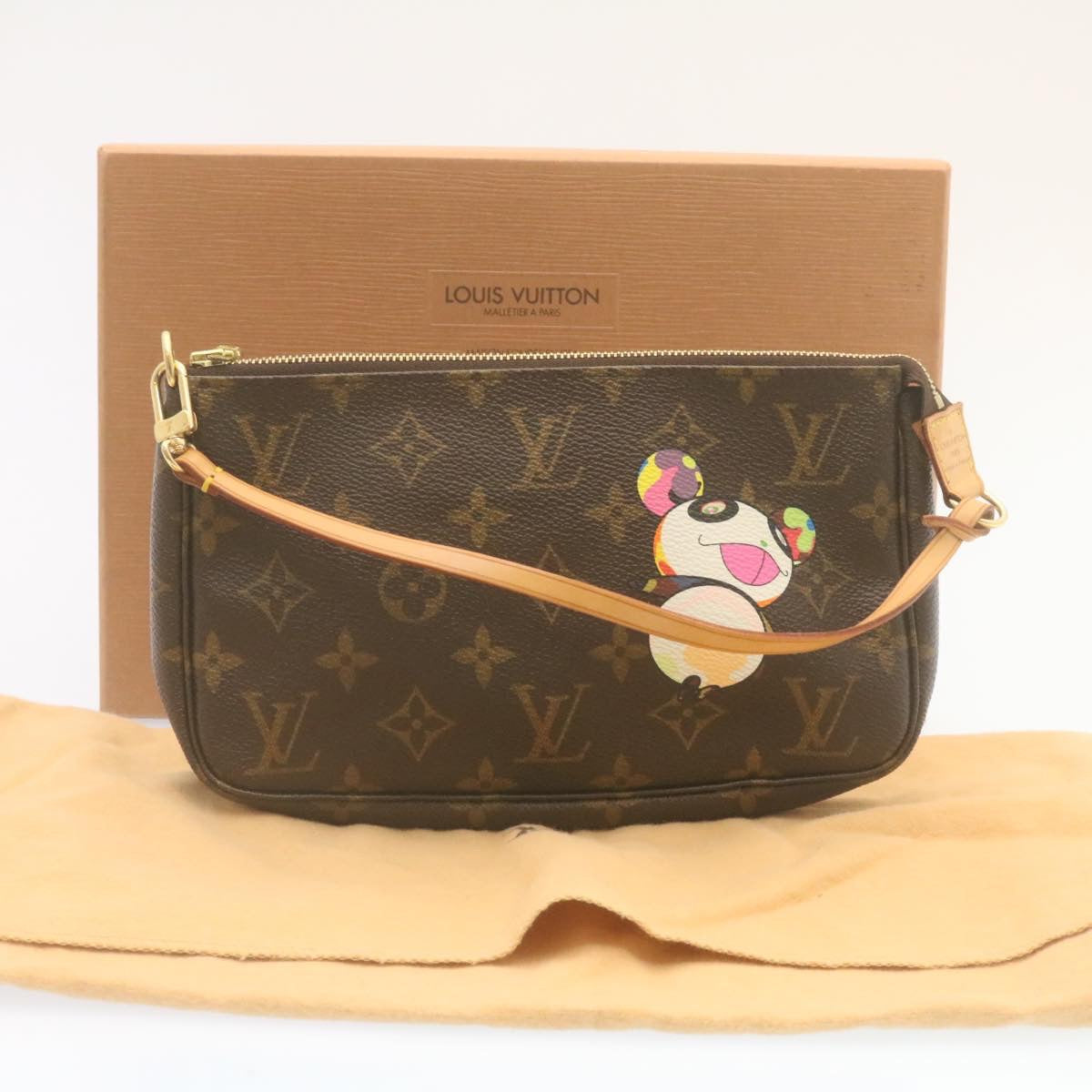 LOUIS VUITTON Monogram Panda Pochette Accessoires Pouch M51981 LV Auth lt317