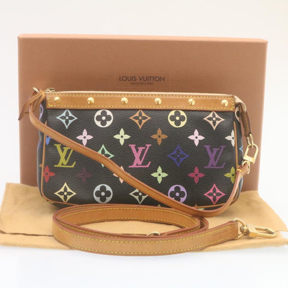 LOUIS VUITTON Monogram Multicolor Pochette Accessoires Pouch Black M92648 lt318