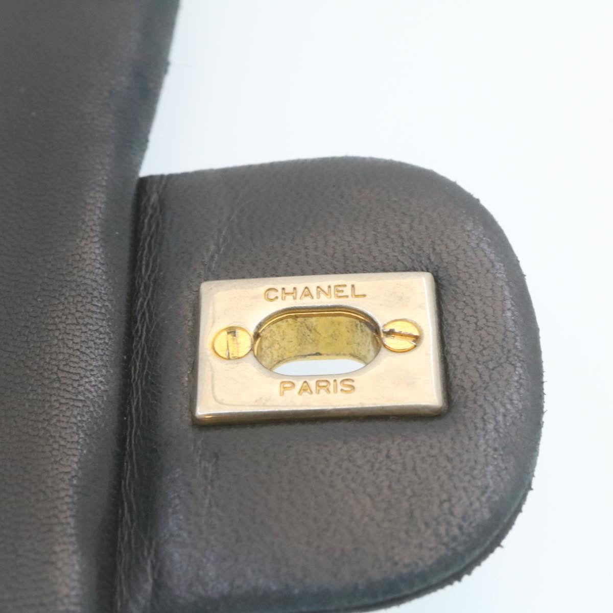 CHANEL Matelasse Chain Flap Turn Lock Shoulder Bag Lamb Skin Black CC Auth lt324