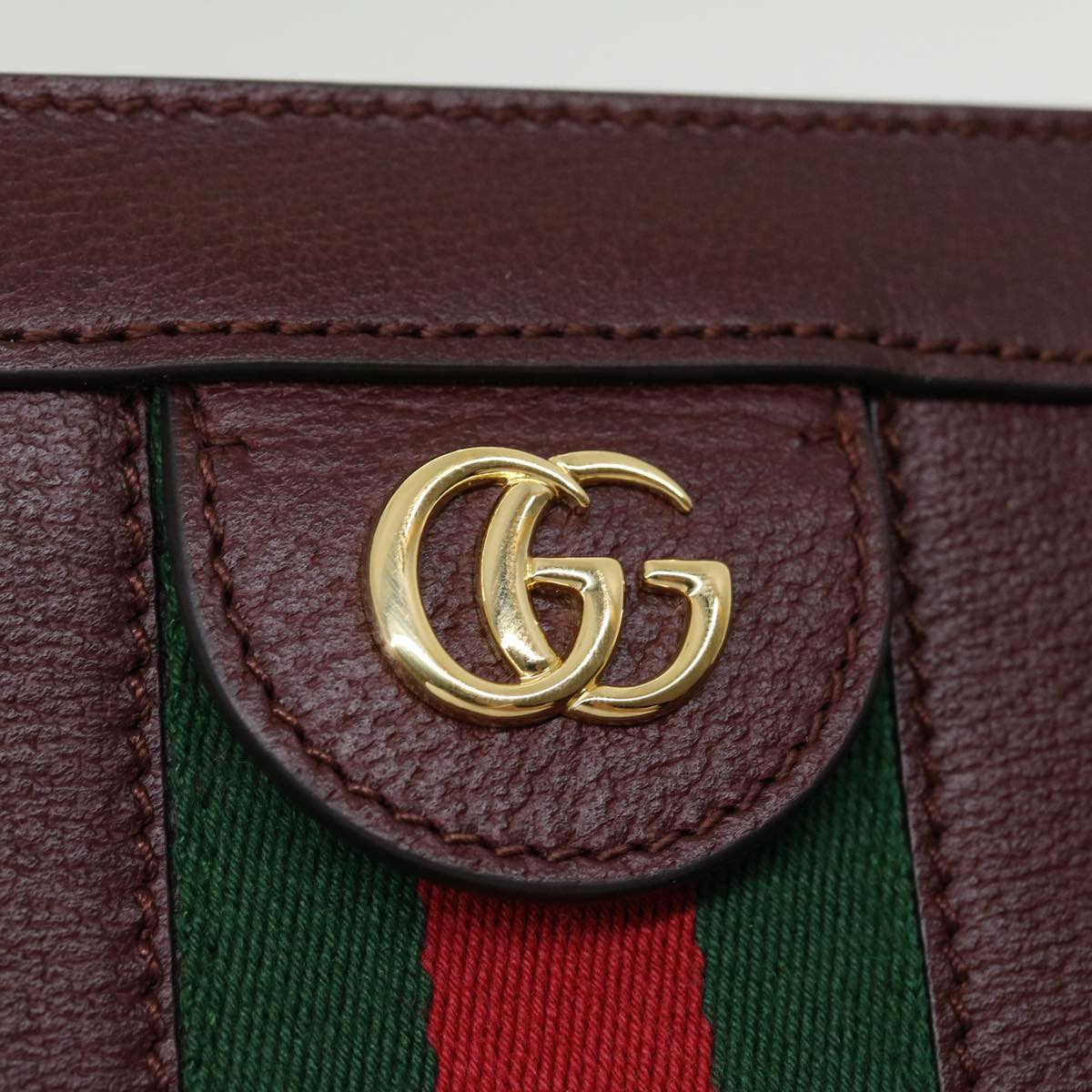 GUCCI Marmont WebSherry Line Shoulder Bag Leather Red 503877493075 Auth lt580