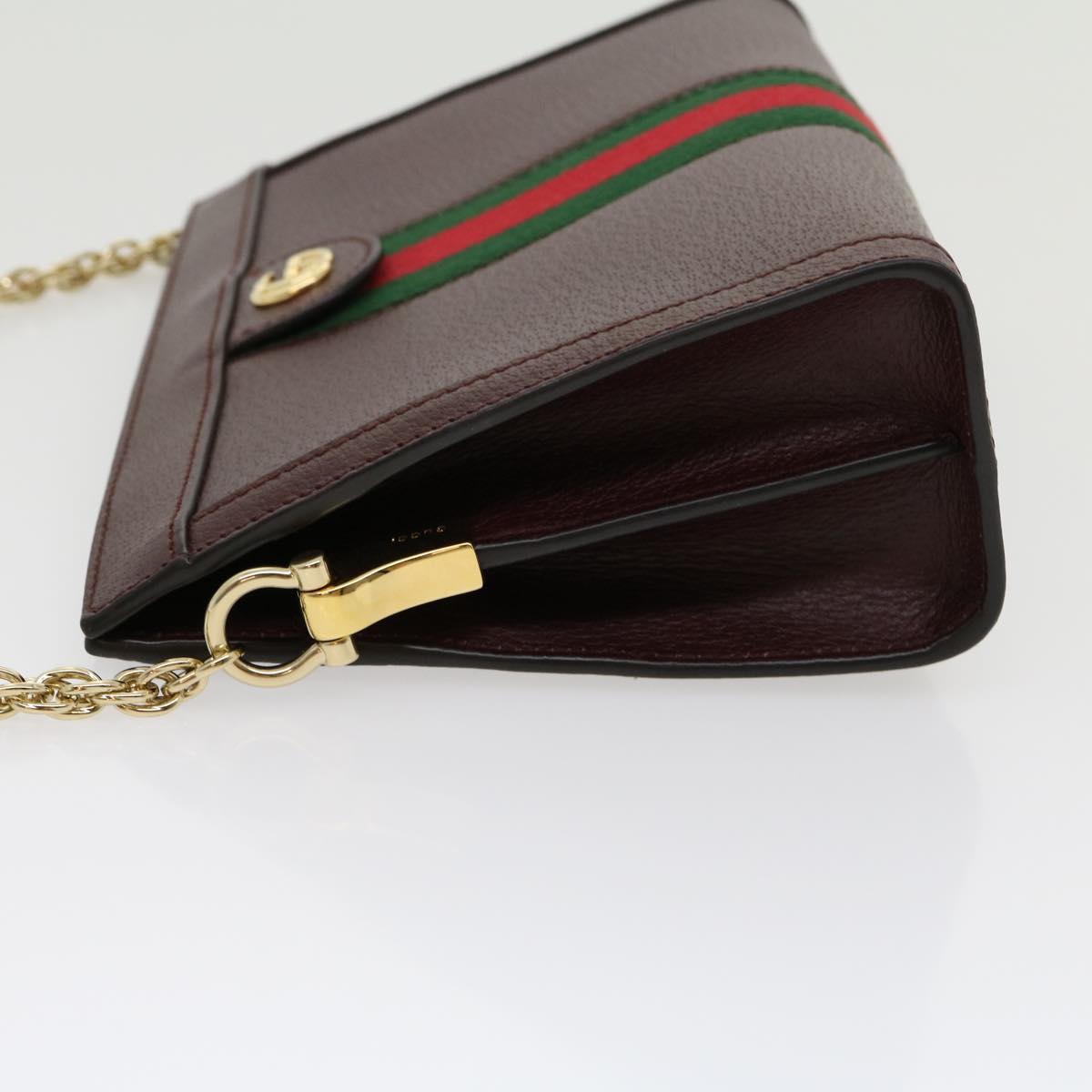 GUCCI Marmont WebSherry Line Shoulder Bag Leather Red 503877493075 Auth lt580