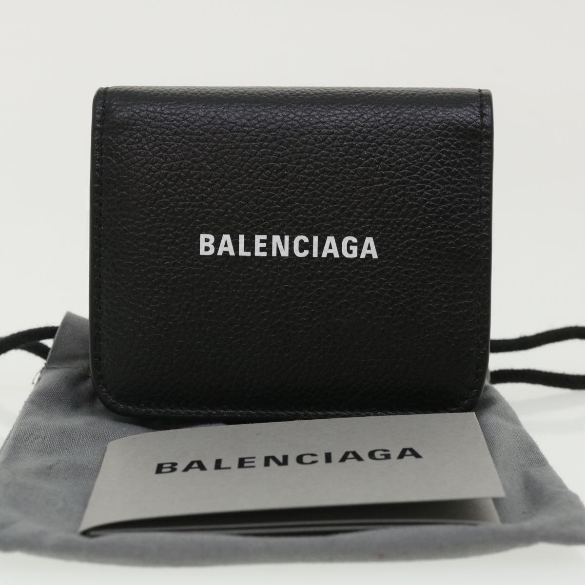 BALENCIAGA Wallet Leather Black 594216 Auth lt709