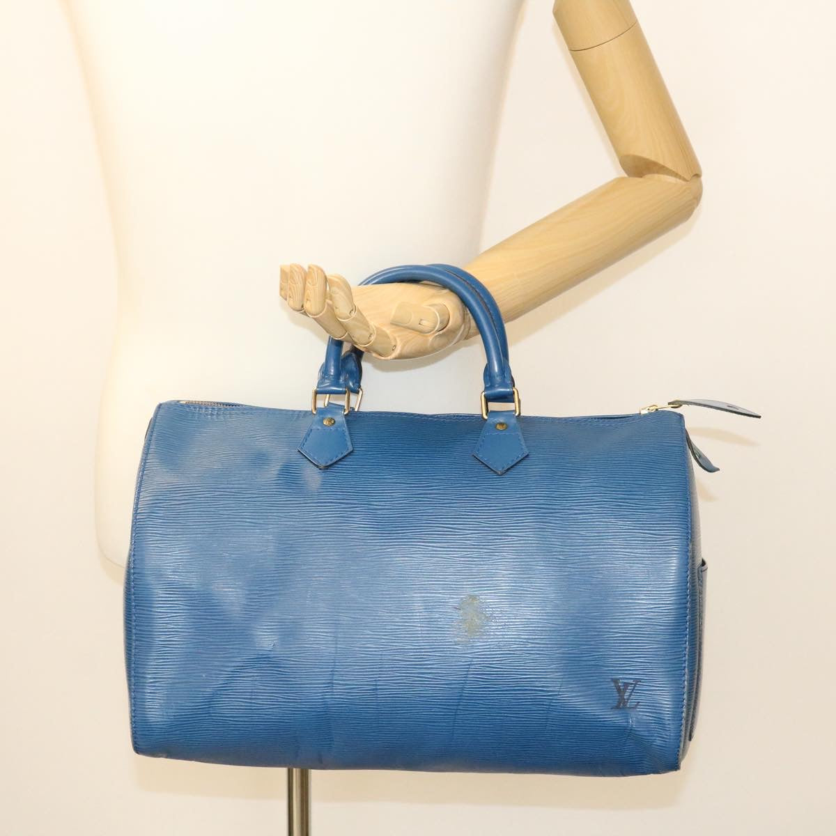 LOUIS VUITTON Epi Speedy 35 Hand Bag Blue M42995 LV Auth ms188