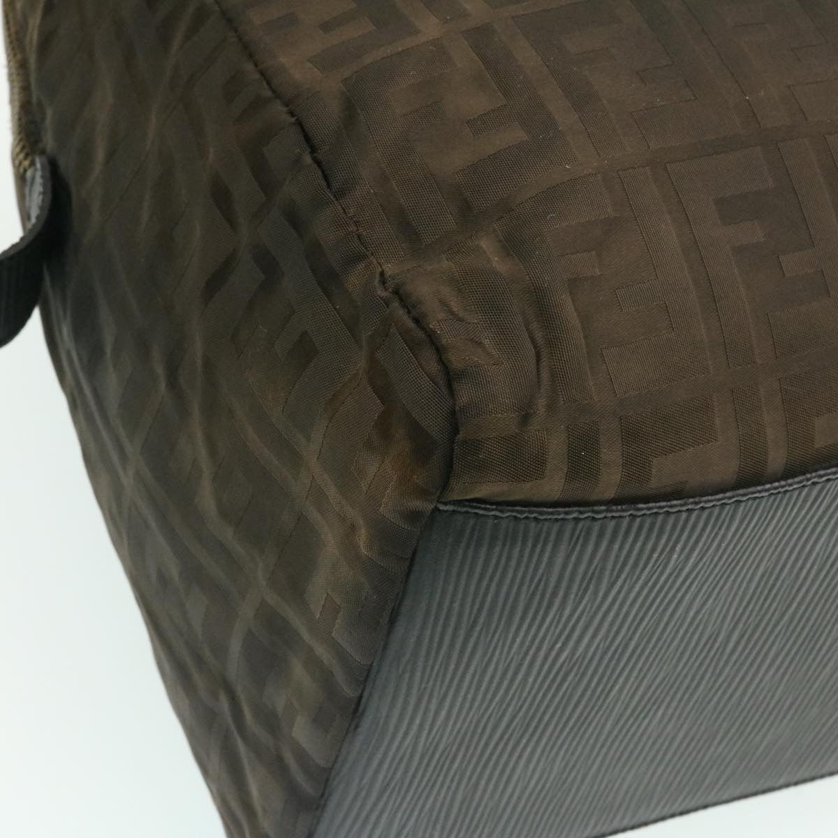 FENDI Zucca Canvas Shoulder Bag Dark Brown Auth ms202