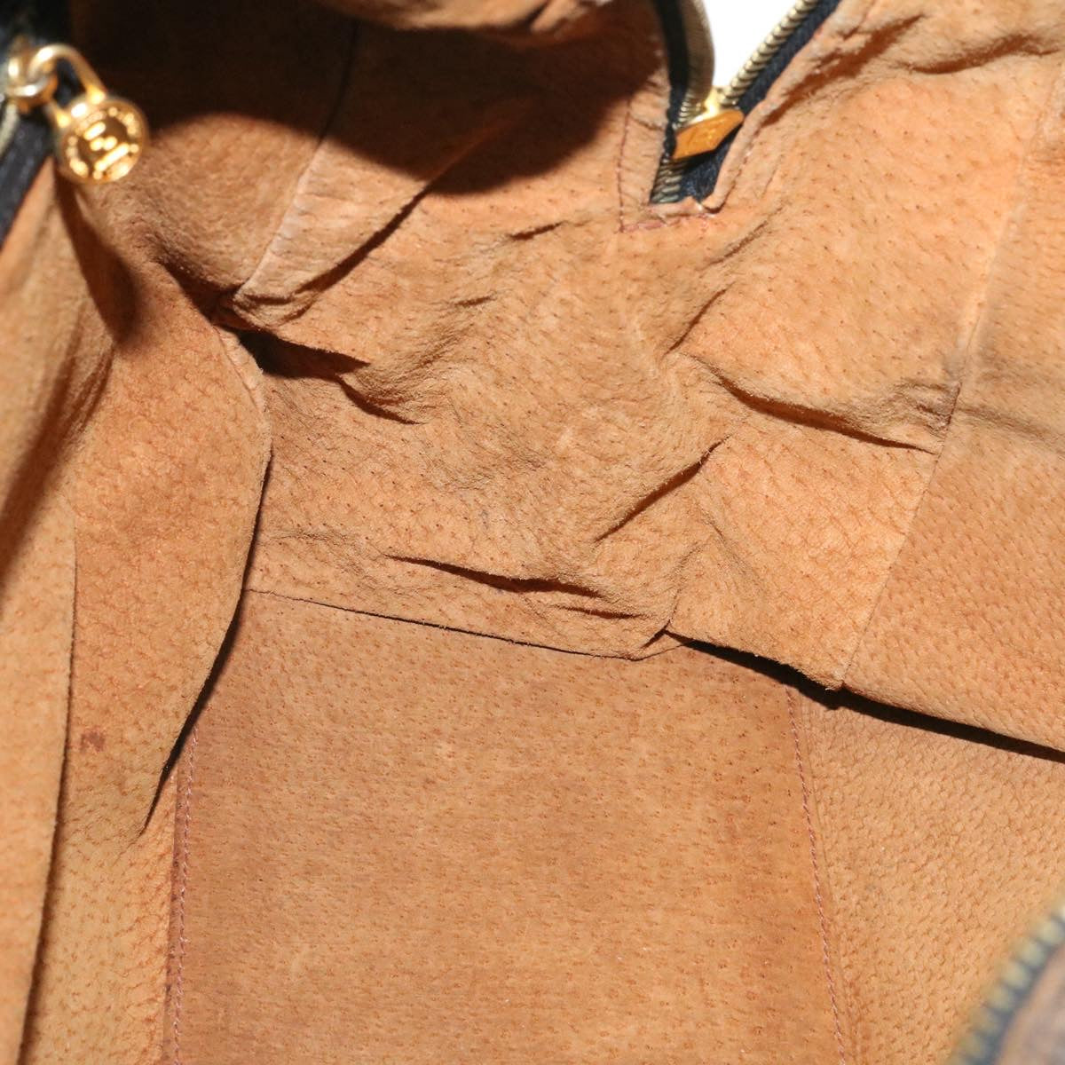 FENDI Zucca Canvas Shoulder Bag Dark Brown Auth ms202