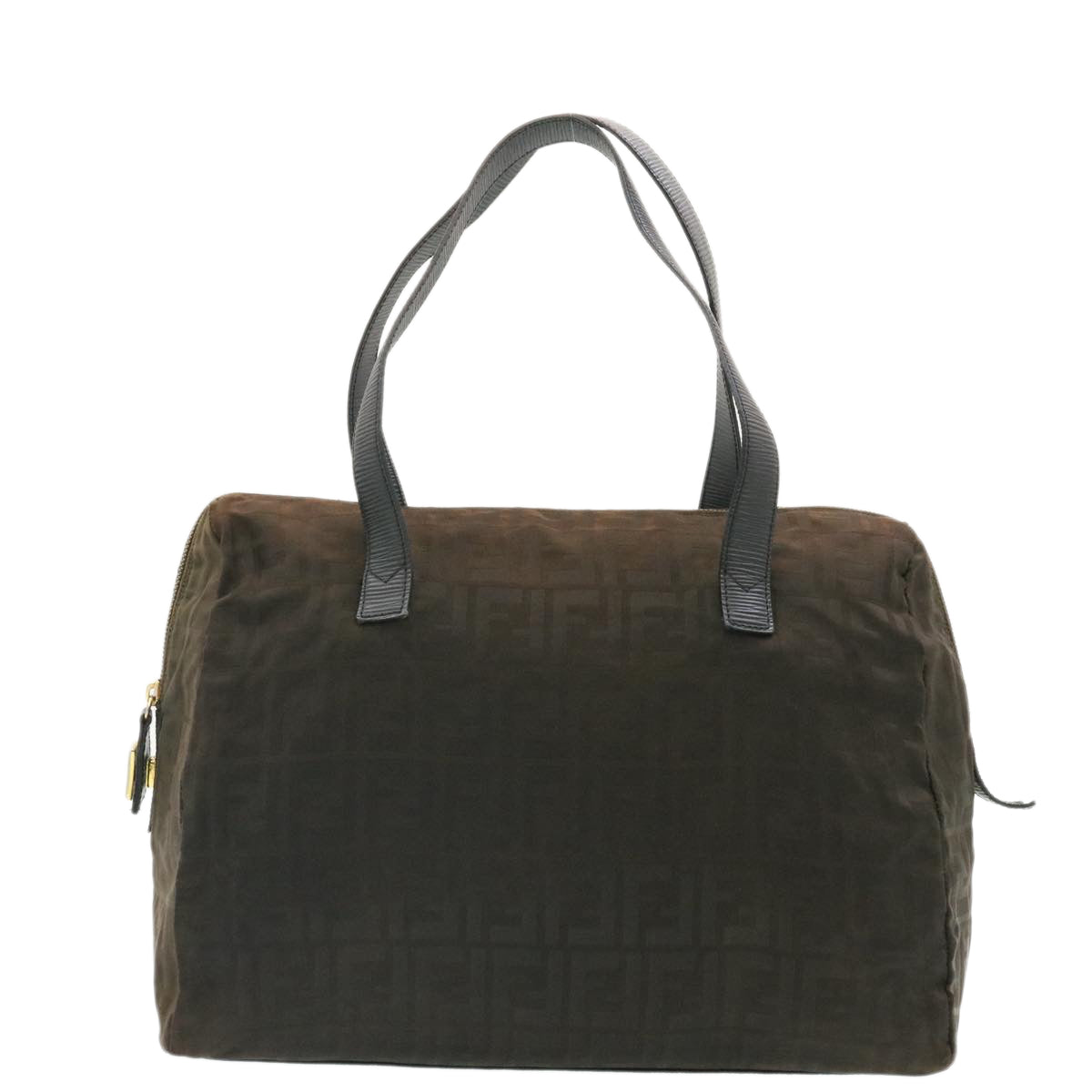 FENDI Zucca Canvas Shoulder Bag Dark Brown Auth ms202 - 0