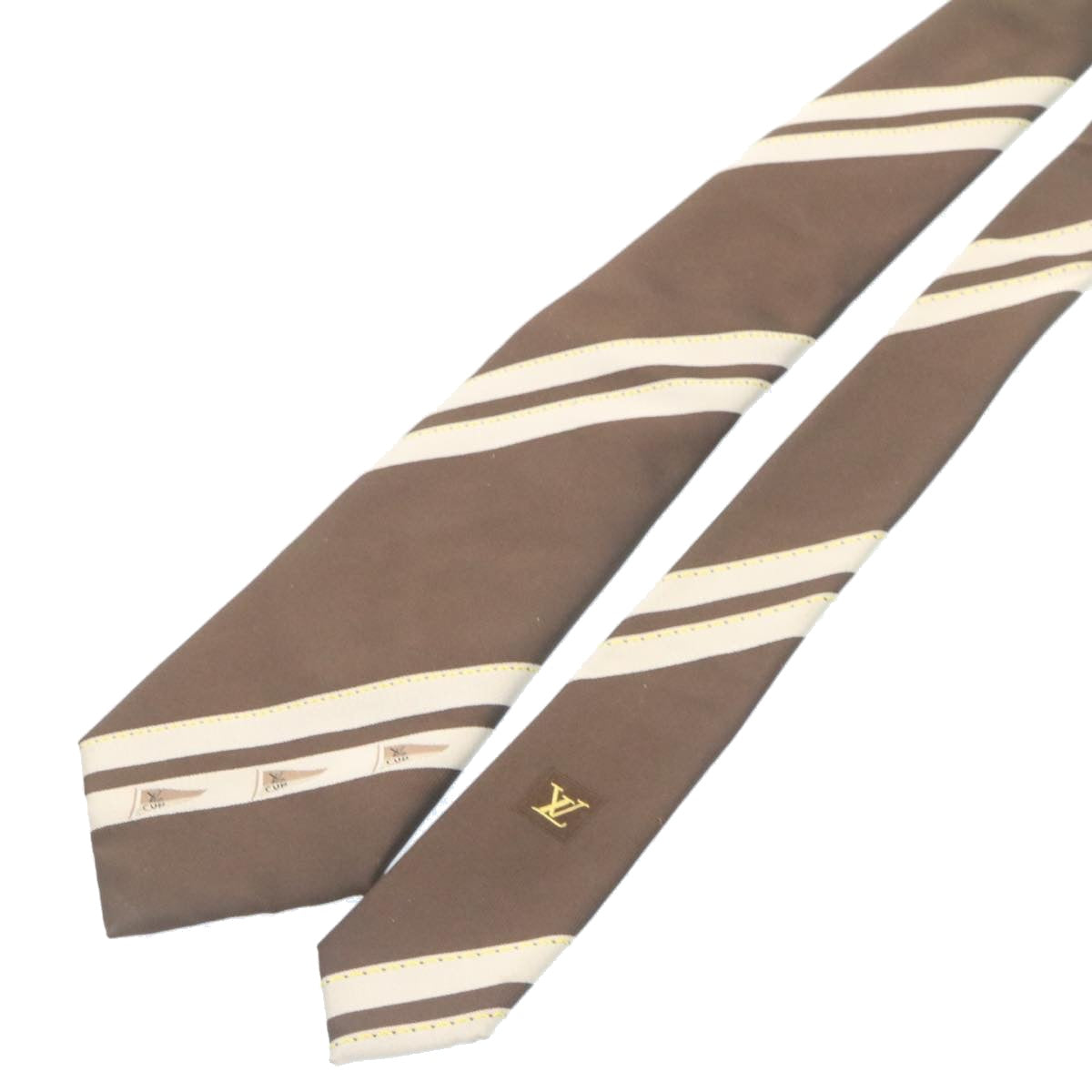 LOUIS VUITTON CUP Necktie Silk Brown LV Auth ms214 - 0