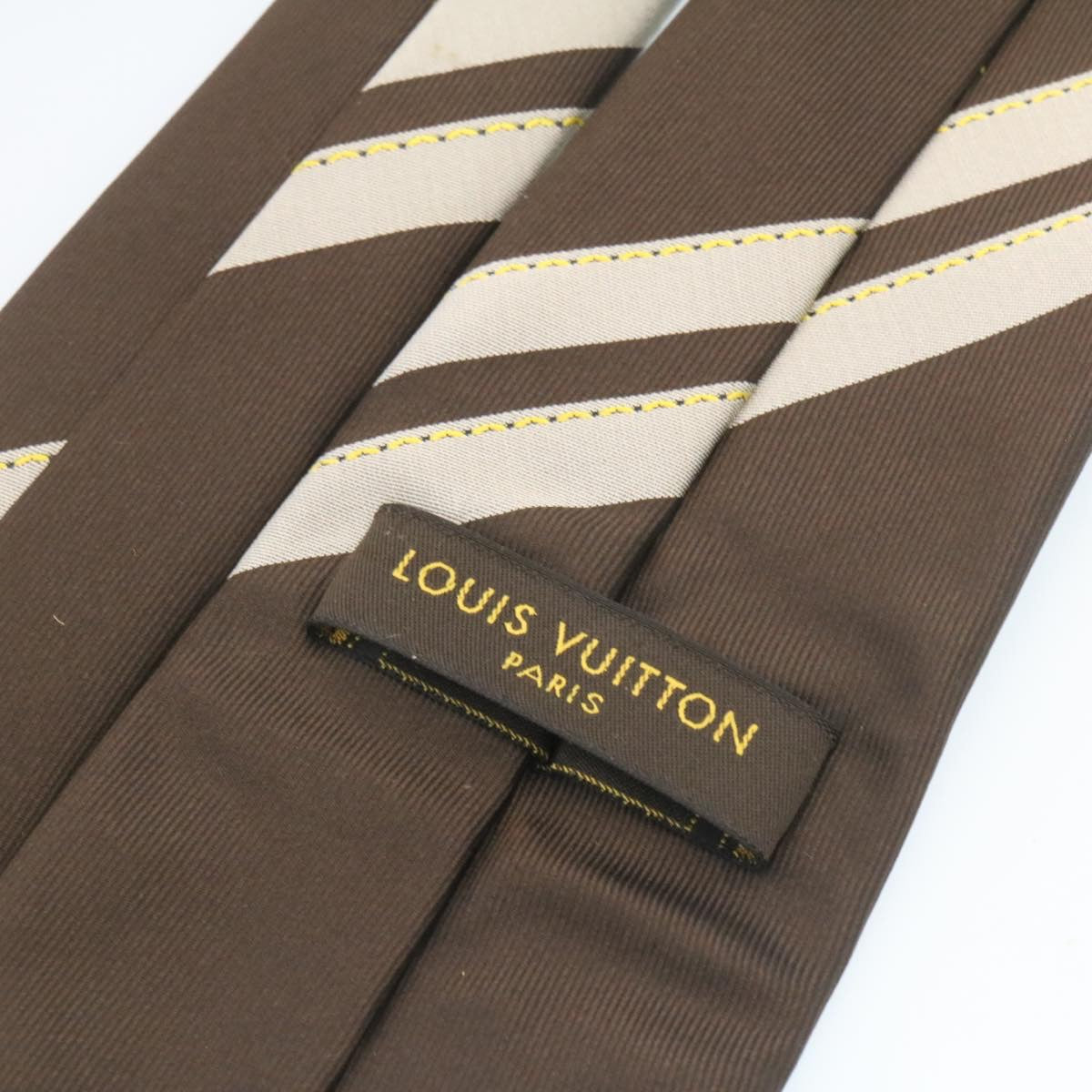 LOUIS VUITTON CUP Necktie Silk Brown LV Auth ms214