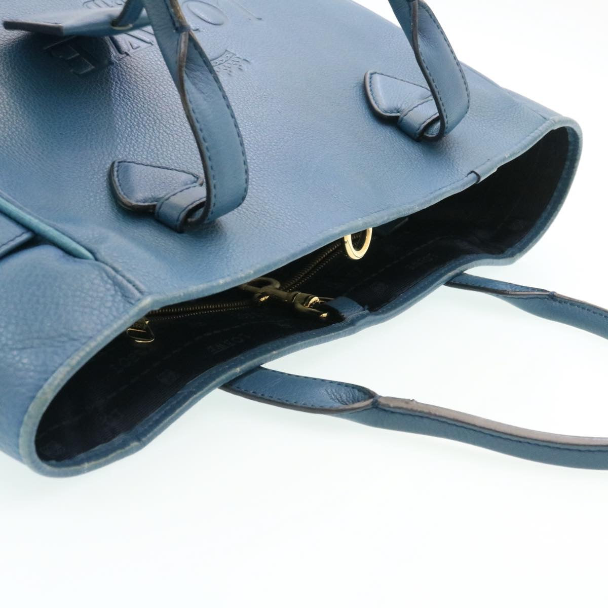 LOEWE Hand Bag Leather Blue Auth ms216