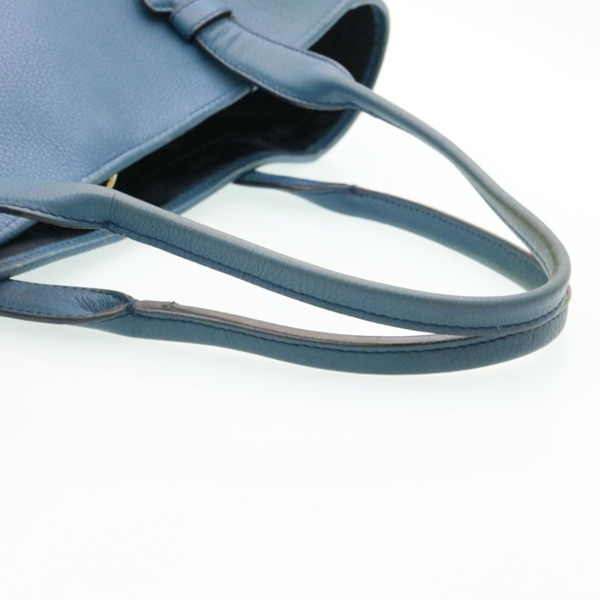 LOEWE Hand Bag Leather Blue Auth ms216