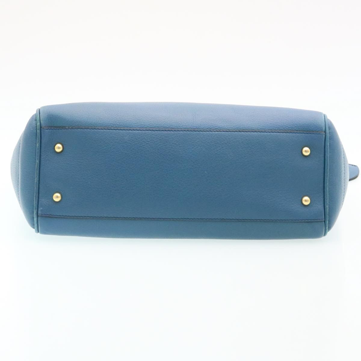 LOEWE Hand Bag Leather Blue Auth ms216