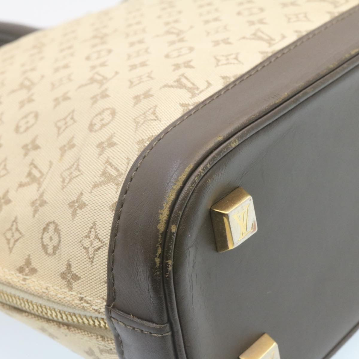 LOUIS VUITTON Monogram Mini Alma Haut Hand Bag Khaki M92203 LV Auth 35068