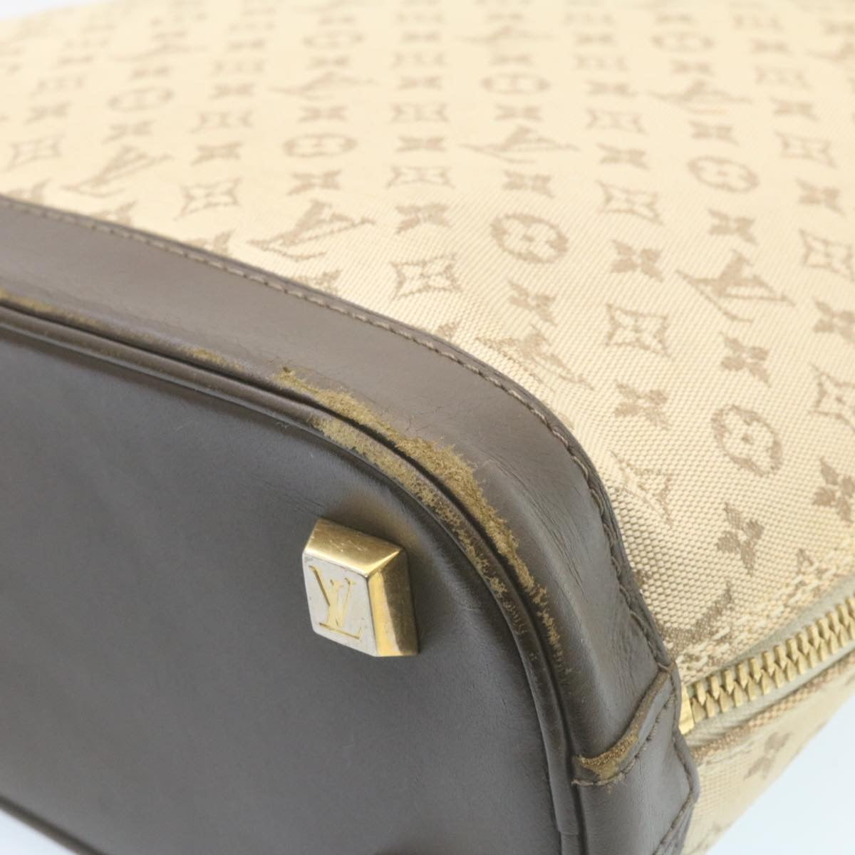 LOUIS VUITTON Monogram Mini Alma Haut Hand Bag Khaki M92203 LV Auth 35068