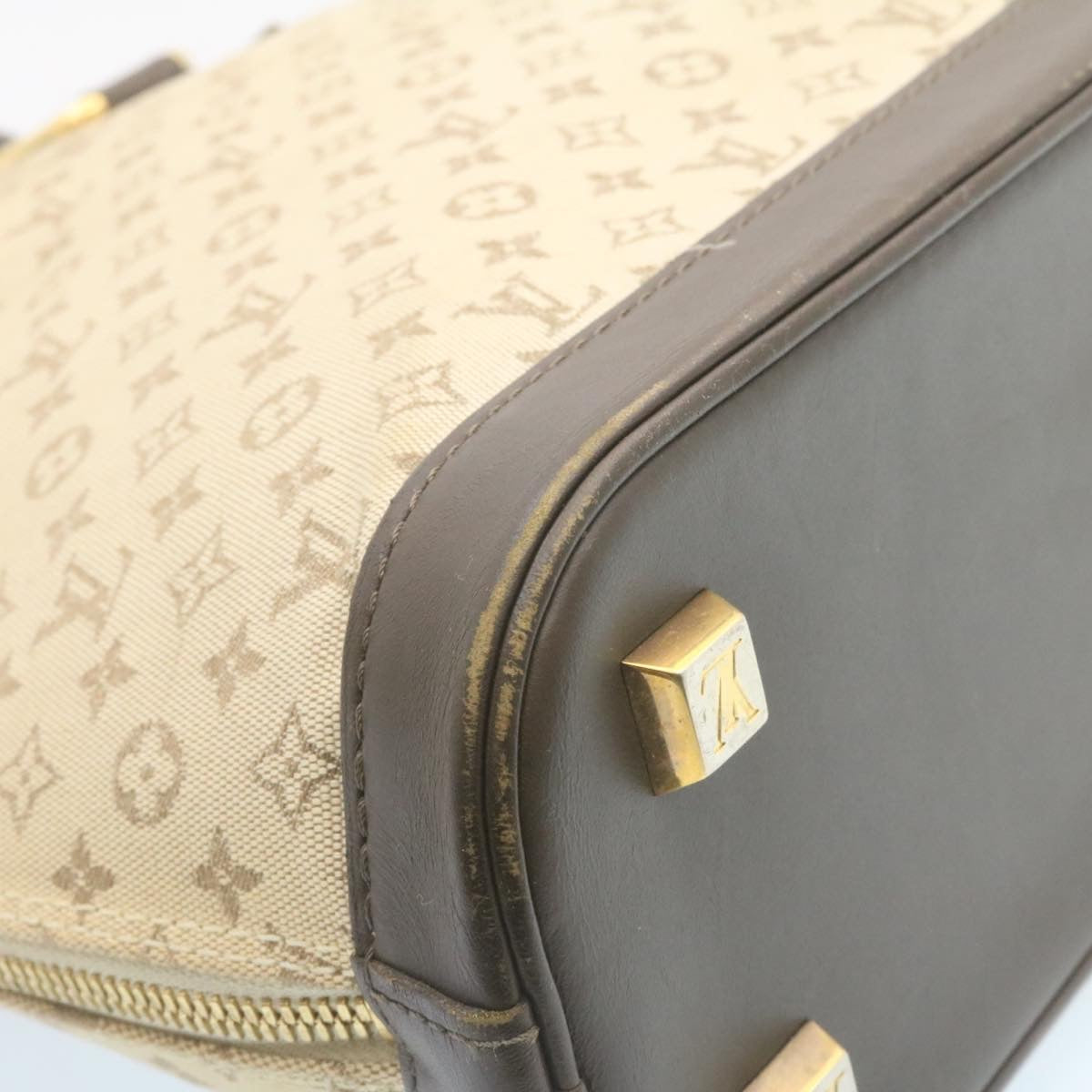 LOUIS VUITTON Monogram Mini Alma Haut Hand Bag Khaki M92203 LV Auth 35068