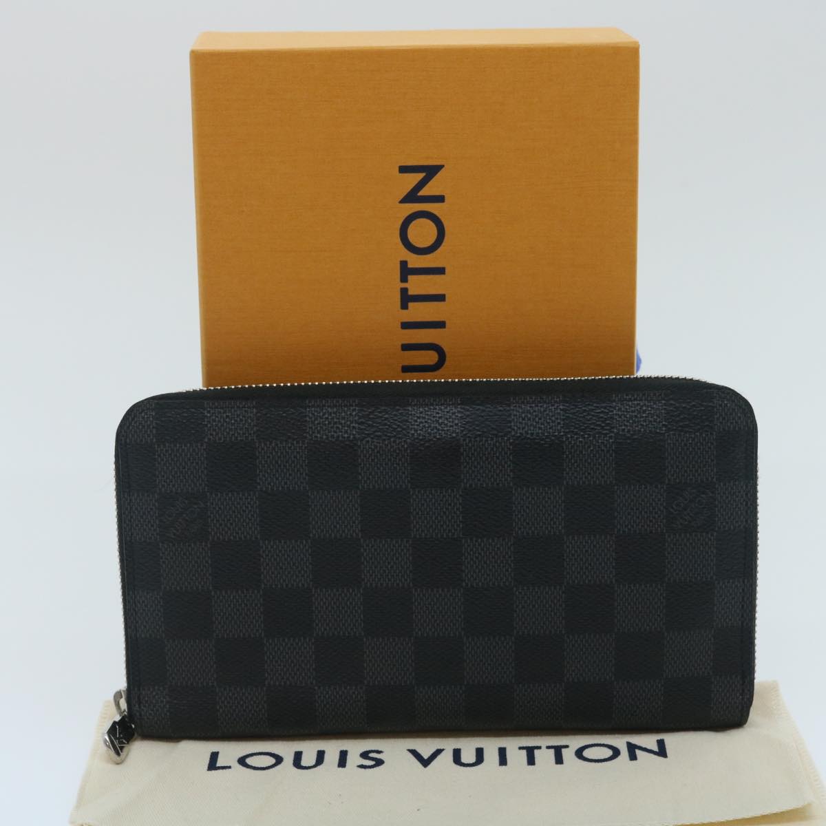 LOUIS VUITTON Damier Graphite Zippy Organizer NM Long Wallet N60111 Auth 35158