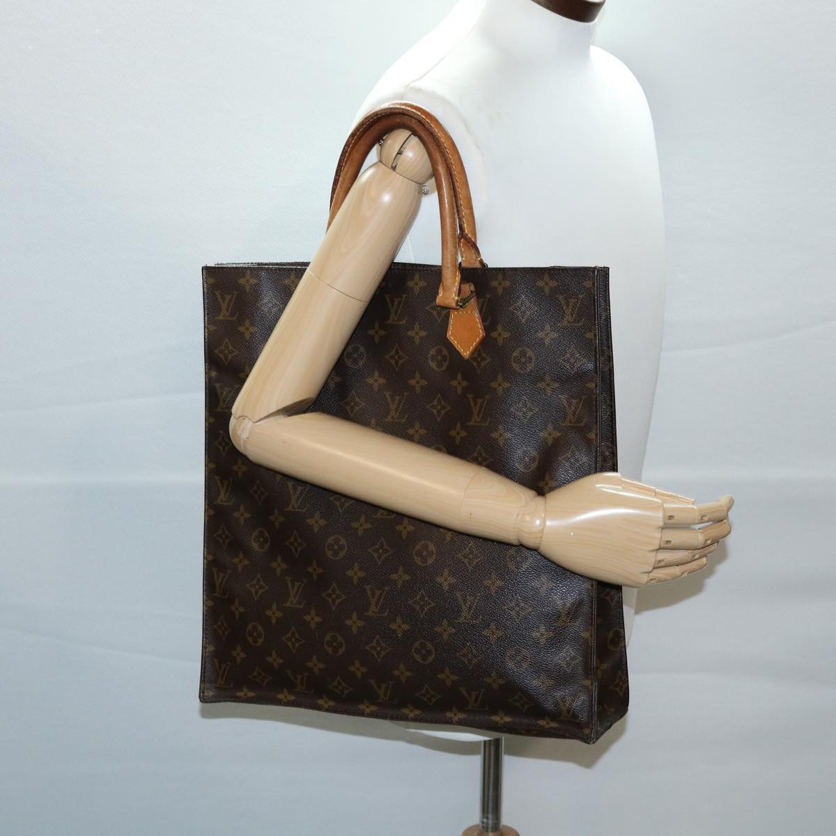 LOUIS VUITTON Monogram Sac Plat Hand Bag M51140 LV Auth 35269