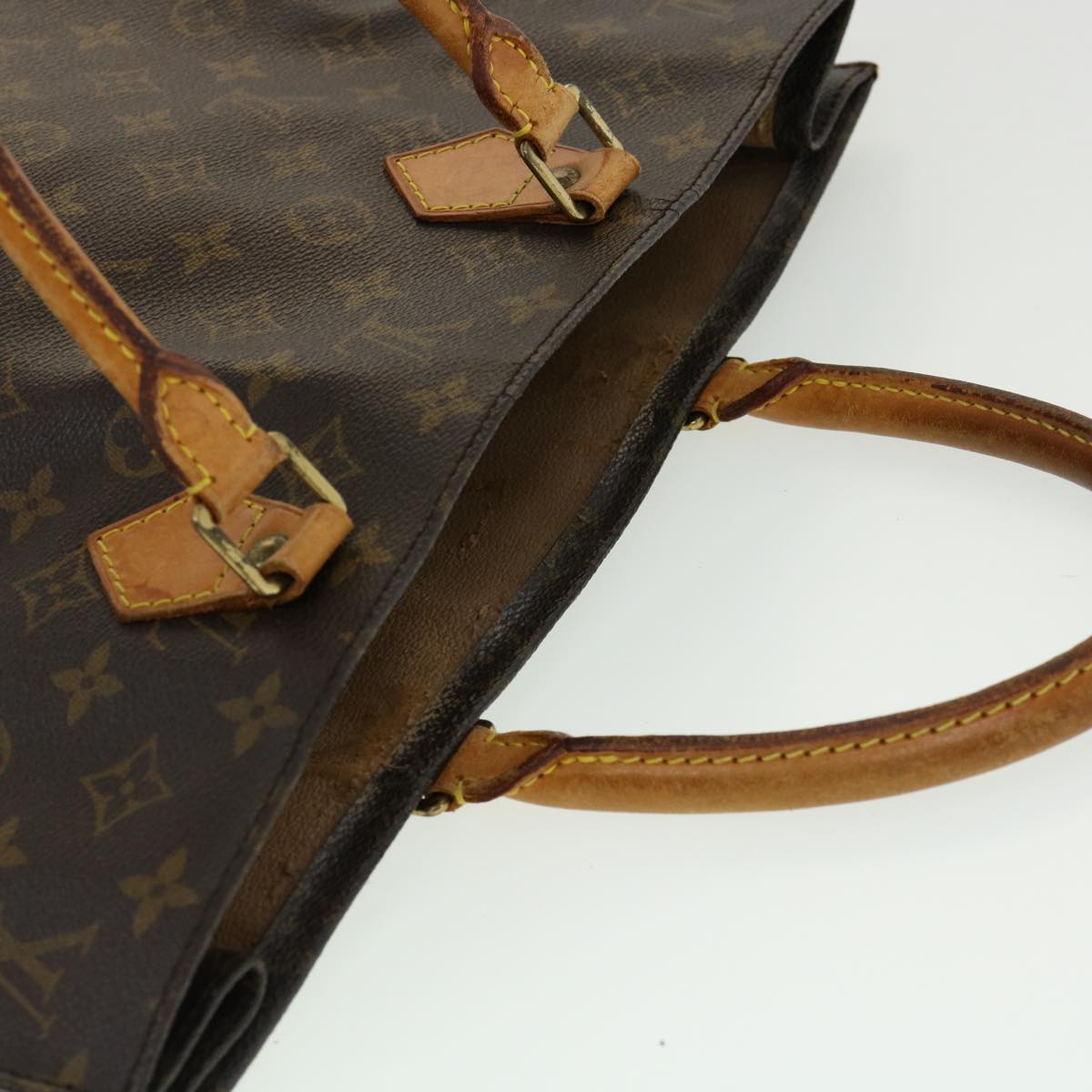 LOUIS VUITTON Monogram Sac Plat Hand Bag M51140 LV Auth 35269