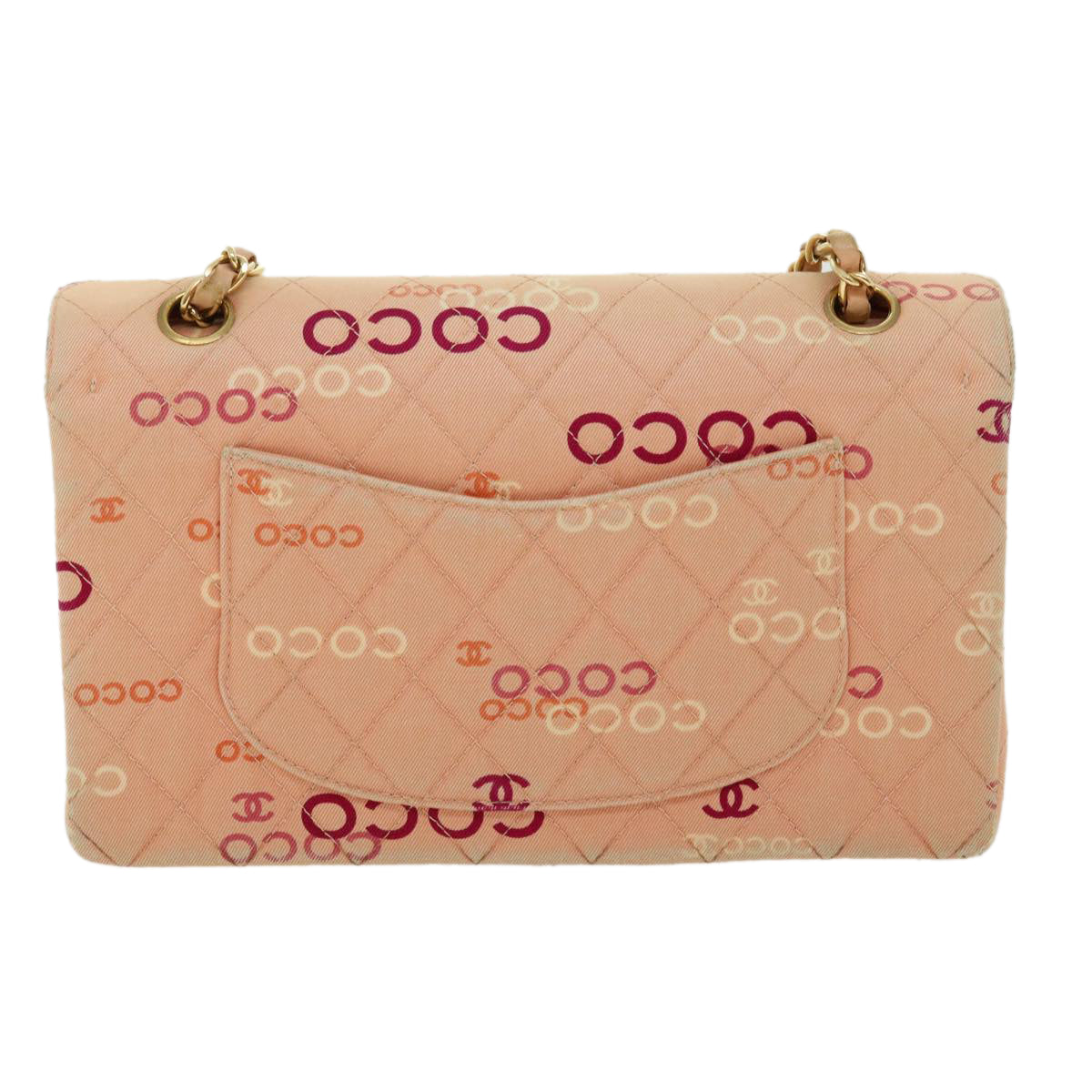CHANEL Matelasse COCO icon Chain Shoulder Bag Canvas Pink CC Auth 35290A - 0