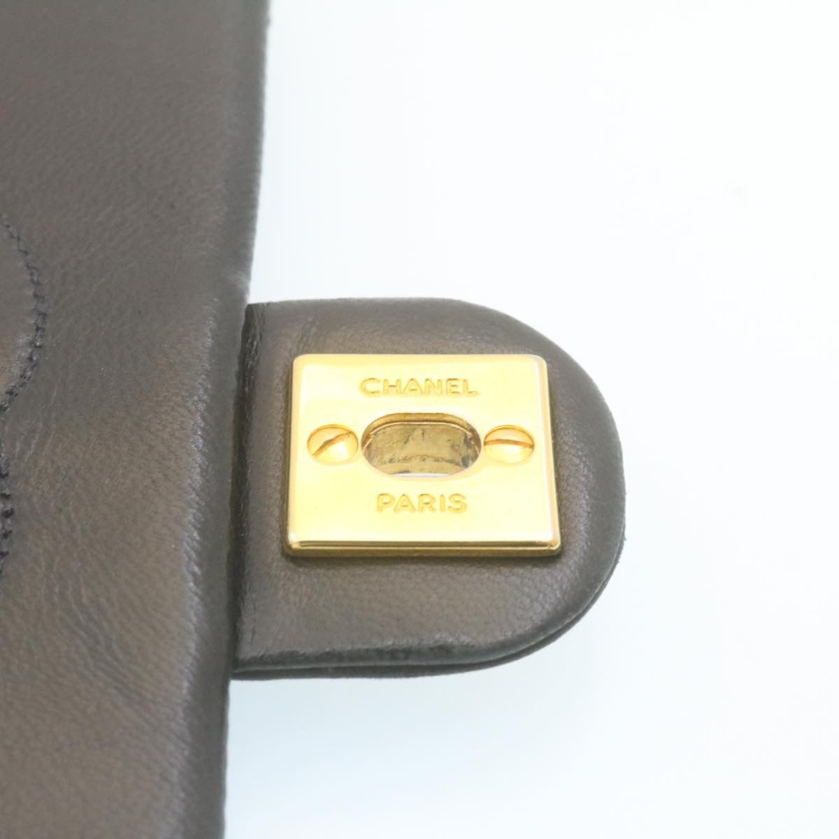 CHANEL Matelasse Chain Flap Turn Lock Shoulder Bag Lamb Skin Black Auth 34659A