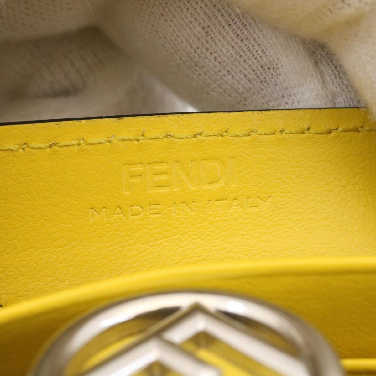 FENDI Zucca F is Continental Wallet Embossed Leather Yellow Brown Auth 34531
