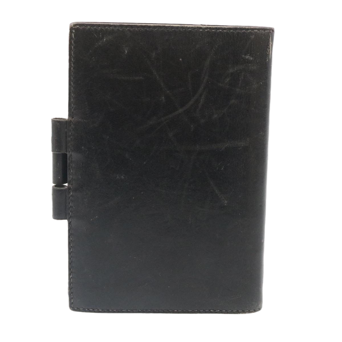 HERMES Day Planner Cover Leather Black Auth 34699