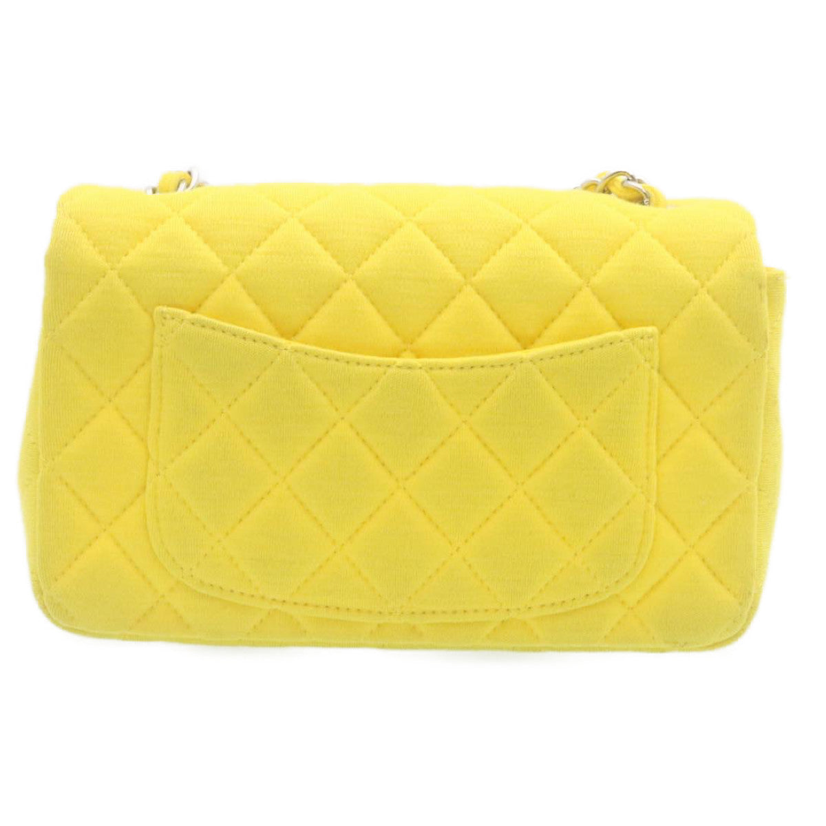 CHANEL Matelasse Chain Flap Shoulder Bag Turn Lock Yellow CC Auth 34513A - 0