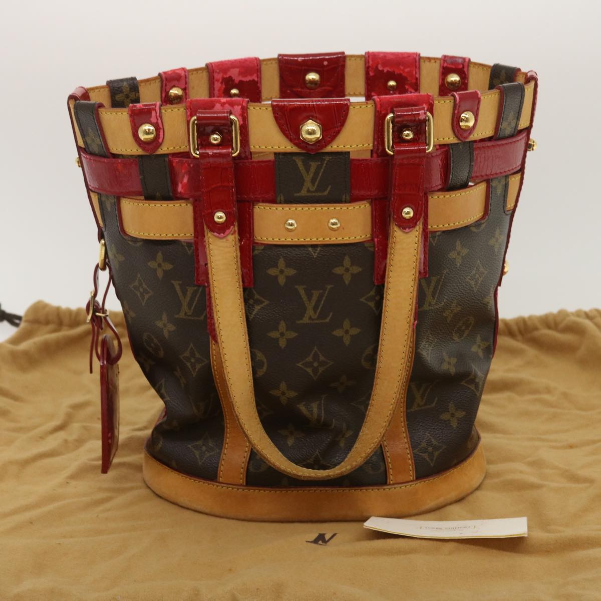 LOUIS VUITTON Monogram Neo Bucket Tote Bag Red M95613 LV Auth 34721