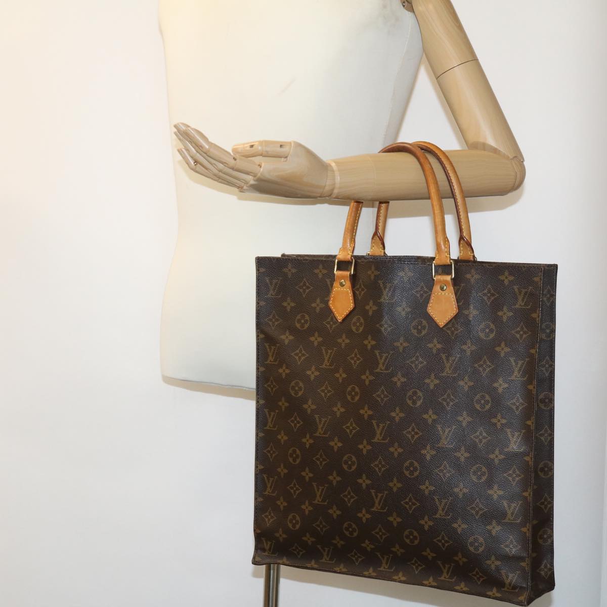 LOUIS VUITTON Monogram Sac Plat Hand Bag M51140 LV Auth 34783