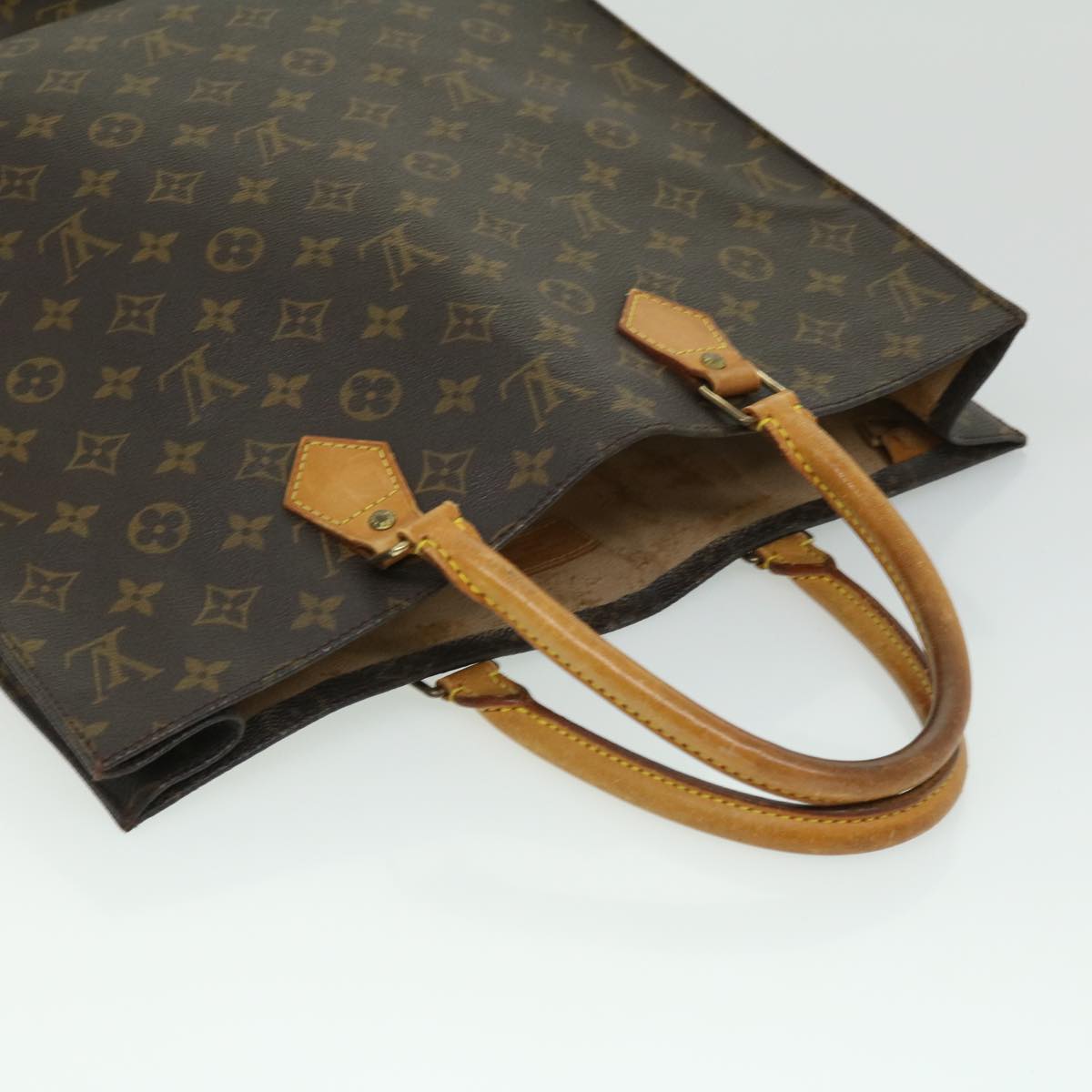 LOUIS VUITTON Monogram Sac Plat Hand Bag M51140 LV Auth 34783