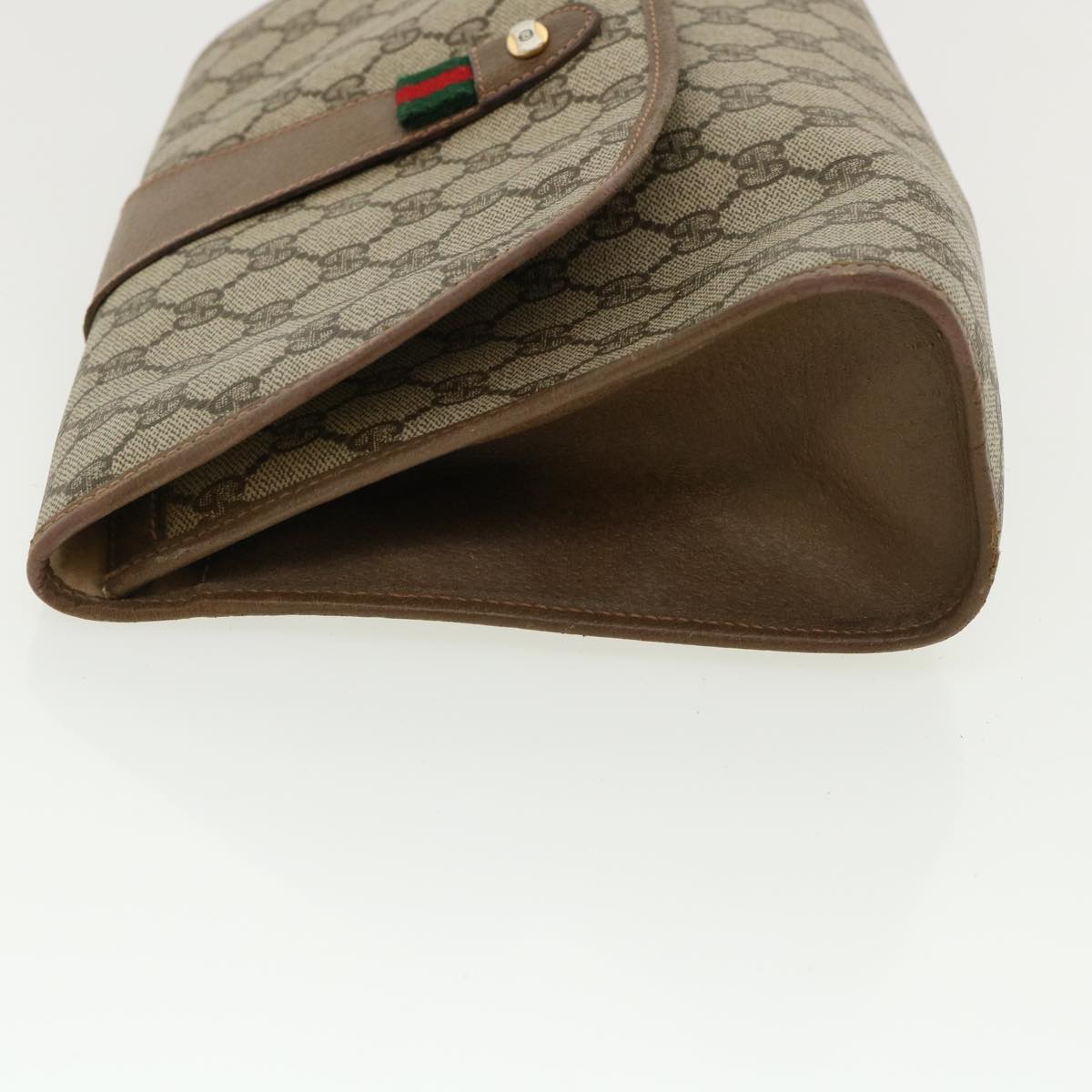 GUCCI GG Canvas Web Sherry Line Clutch Bag Beige Red Green 8901031 Auth ny173