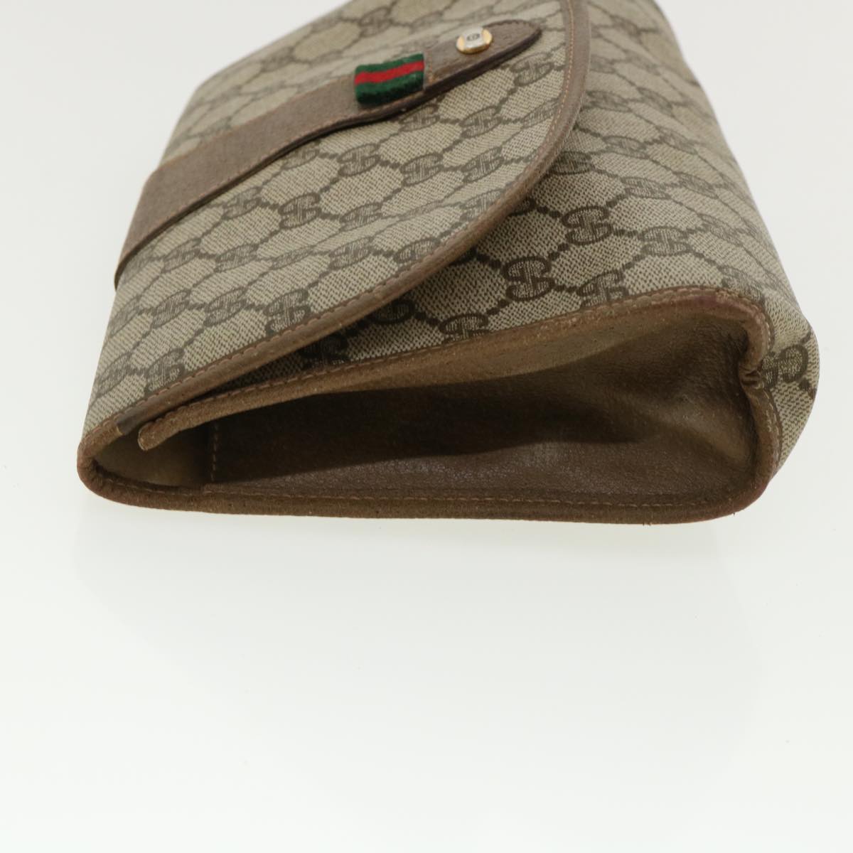 GUCCI GG Canvas Web Sherry Line Clutch Bag Beige Red Green 8901030 Auth ny174