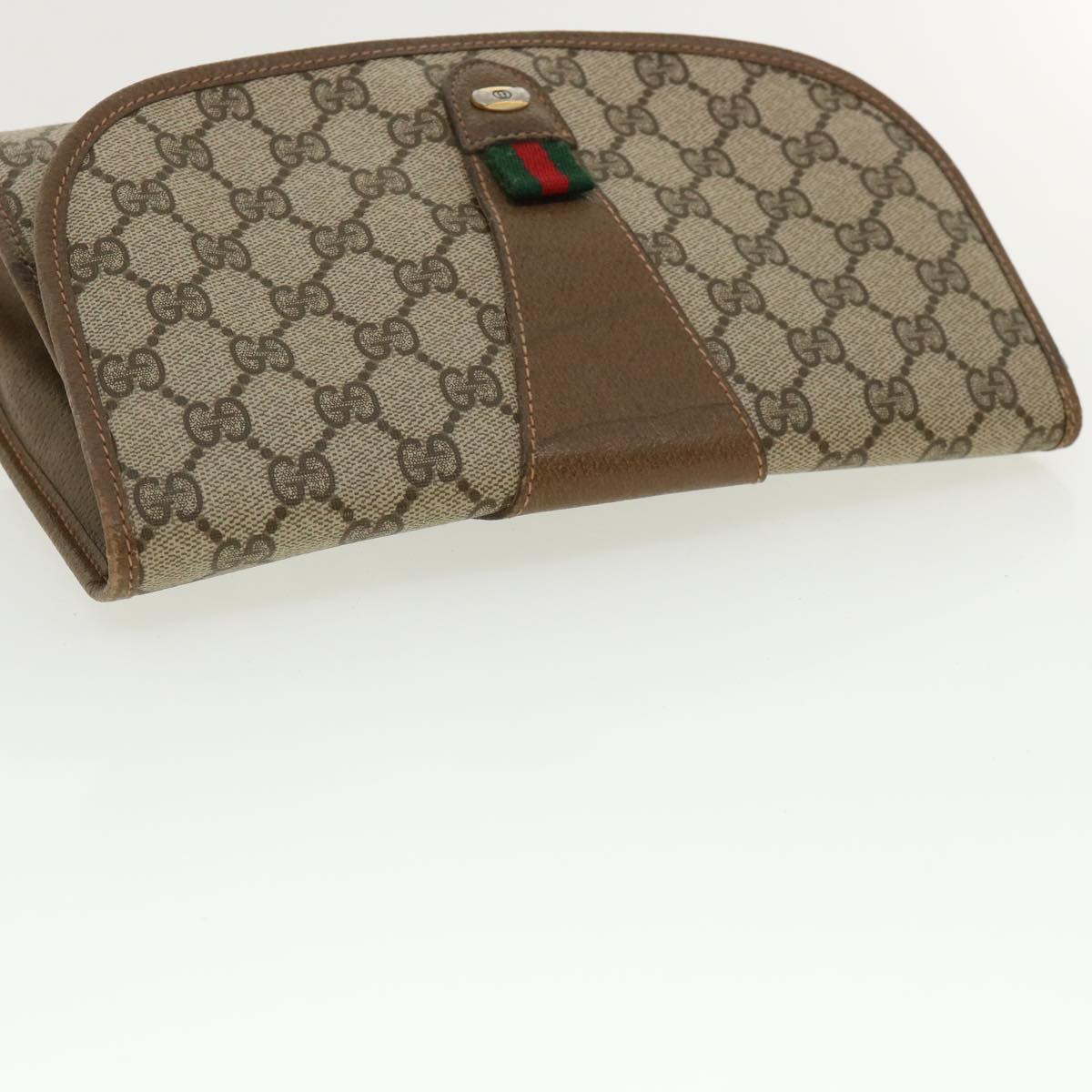 GUCCI GG Canvas Web Sherry Line Clutch Bag Beige Red Green 8901030 Auth ny174