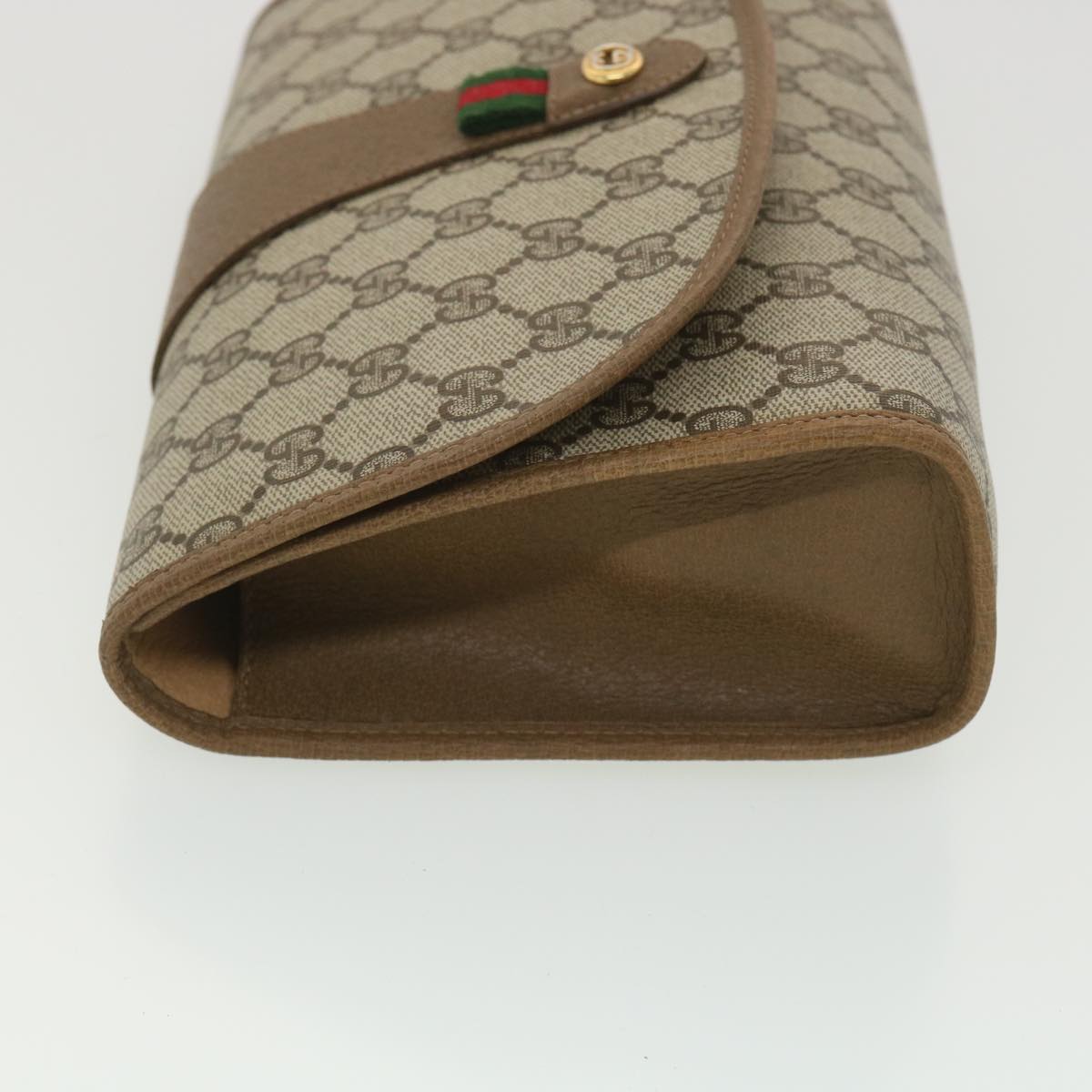 GUCCI GG Canvas Web Sherry Line Clutch Bag Beige Green Red 89.01.030 Auth ny212