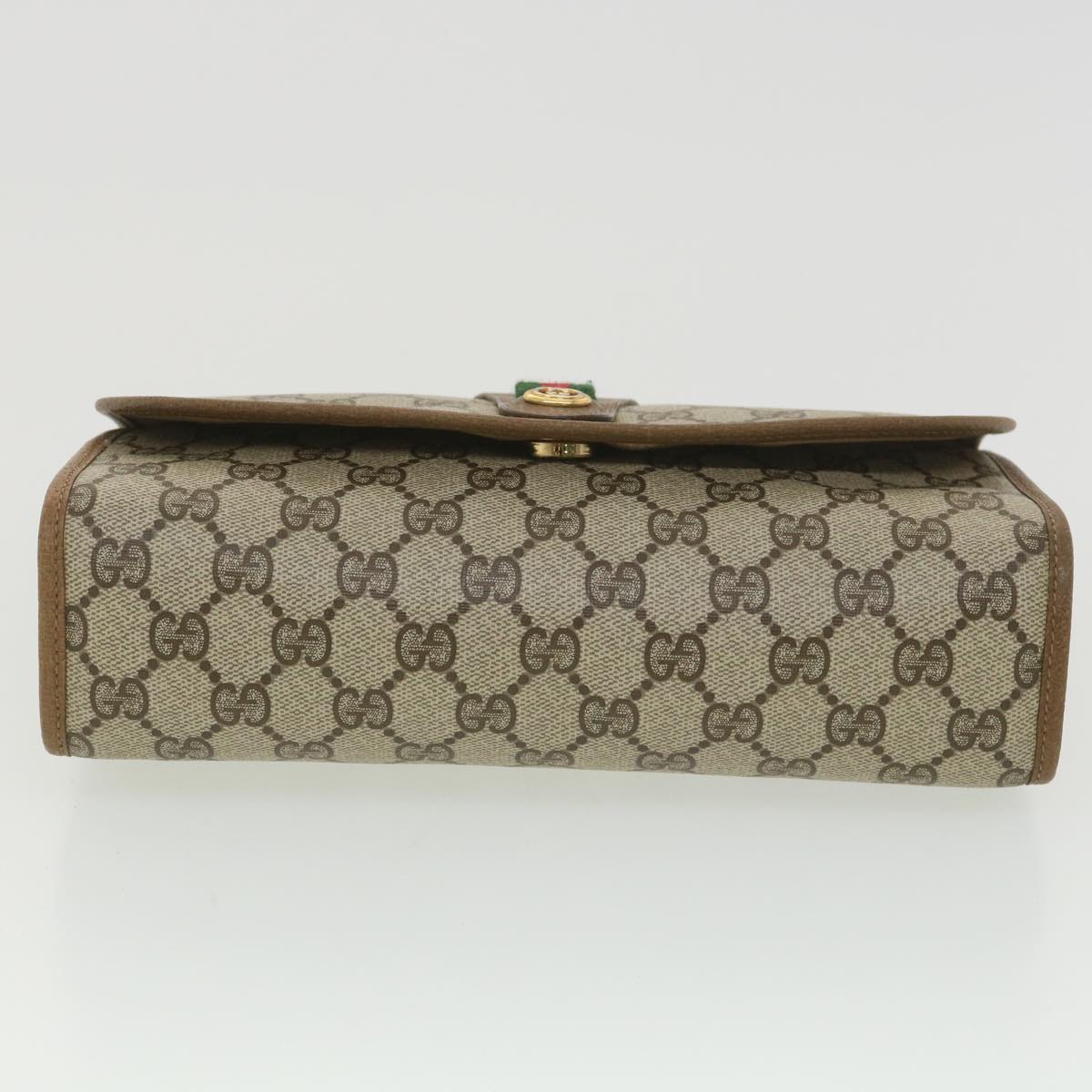 GUCCI GG Canvas Web Sherry Line Clutch Bag Beige Green Red 89.01.030 Auth ny212