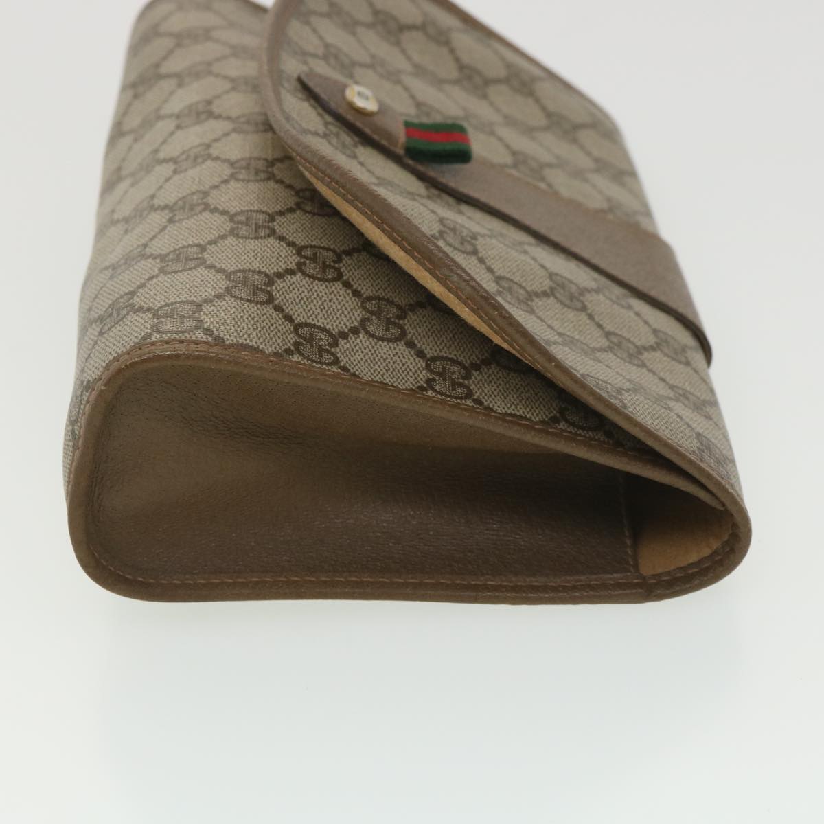 GUCCI GG Canvas Web Sherry Line Clutch Bag Beige Red Green 89.01.030 Auth ny215