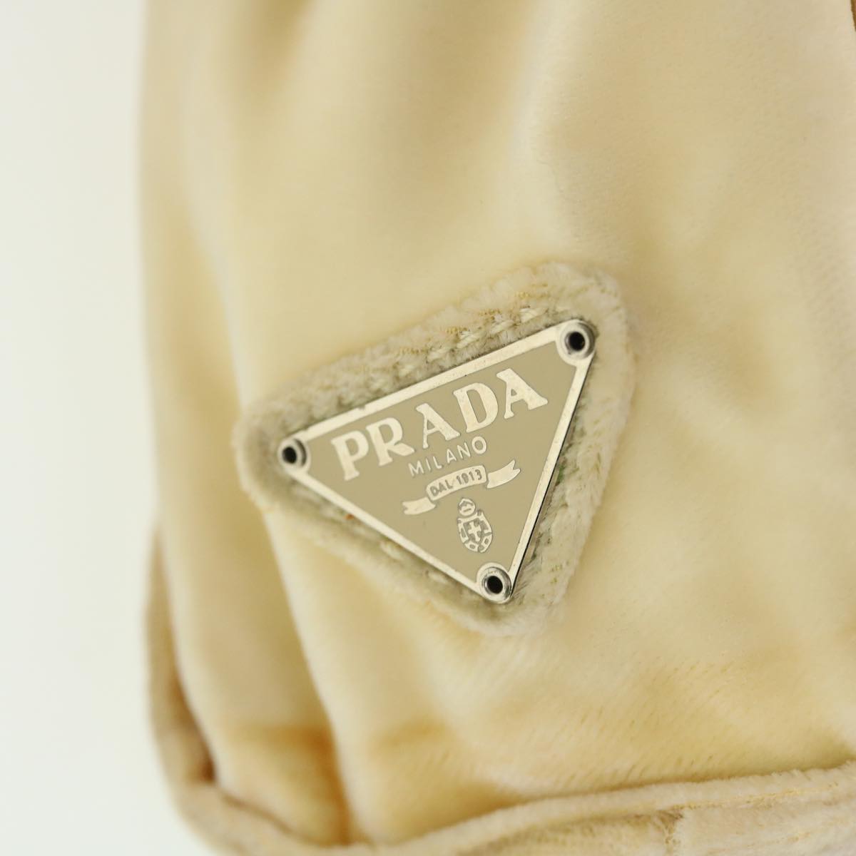 PRADA Hand Bag Suede Beige Auth ny221