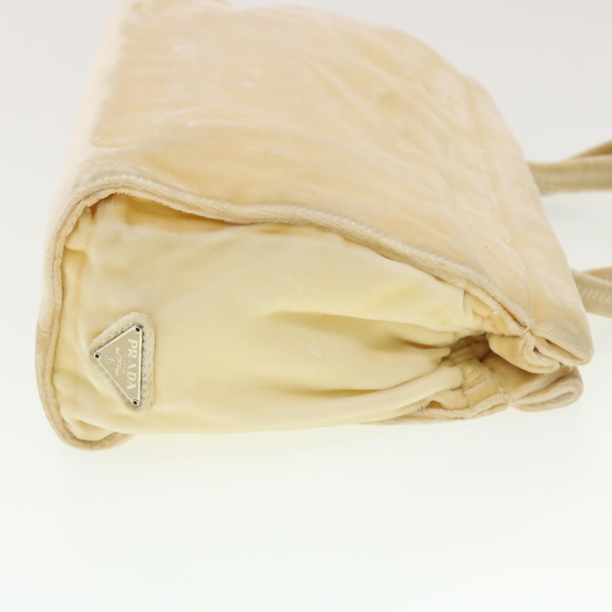 PRADA Hand Bag Suede Beige Auth ny221