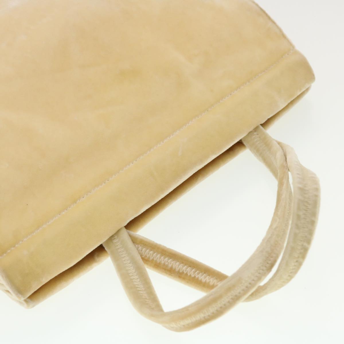 PRADA Hand Bag Suede Beige Auth ny221