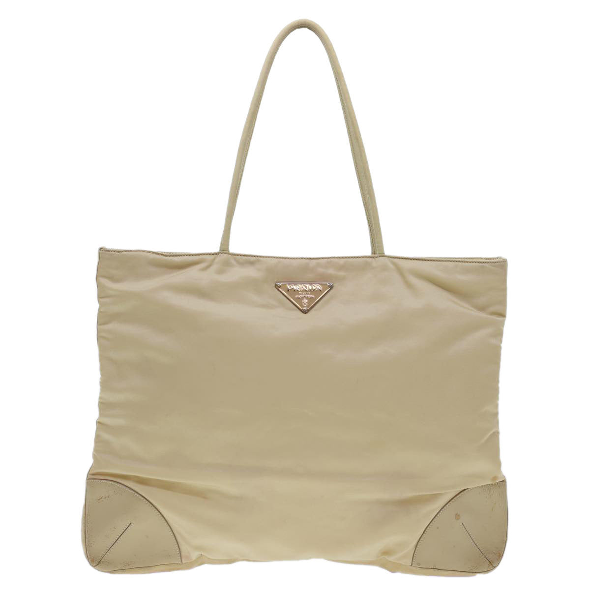 PRADA Shoulder Bag Nylon Beige Auth ny228