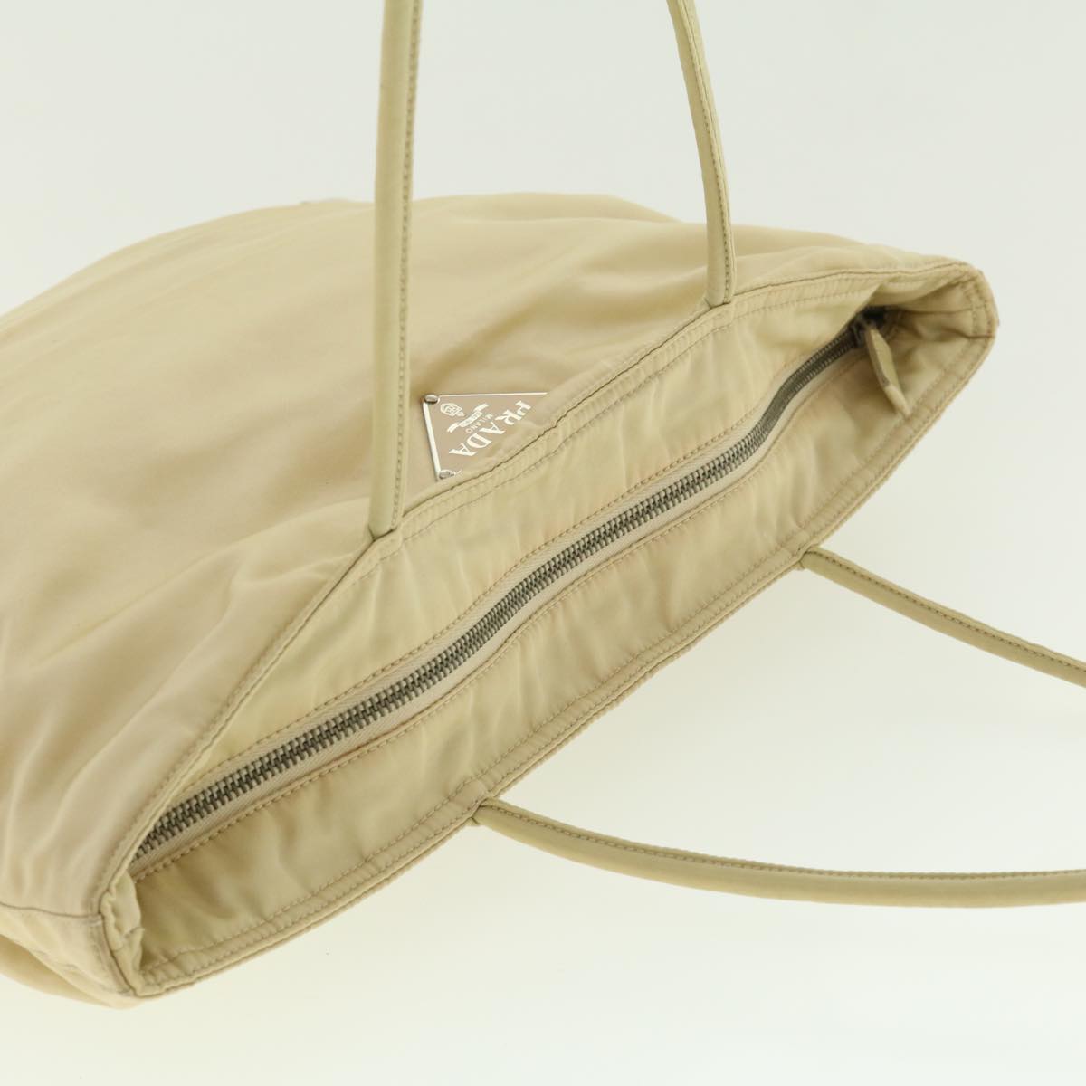 PRADA Shoulder Bag Nylon Beige Auth ny228