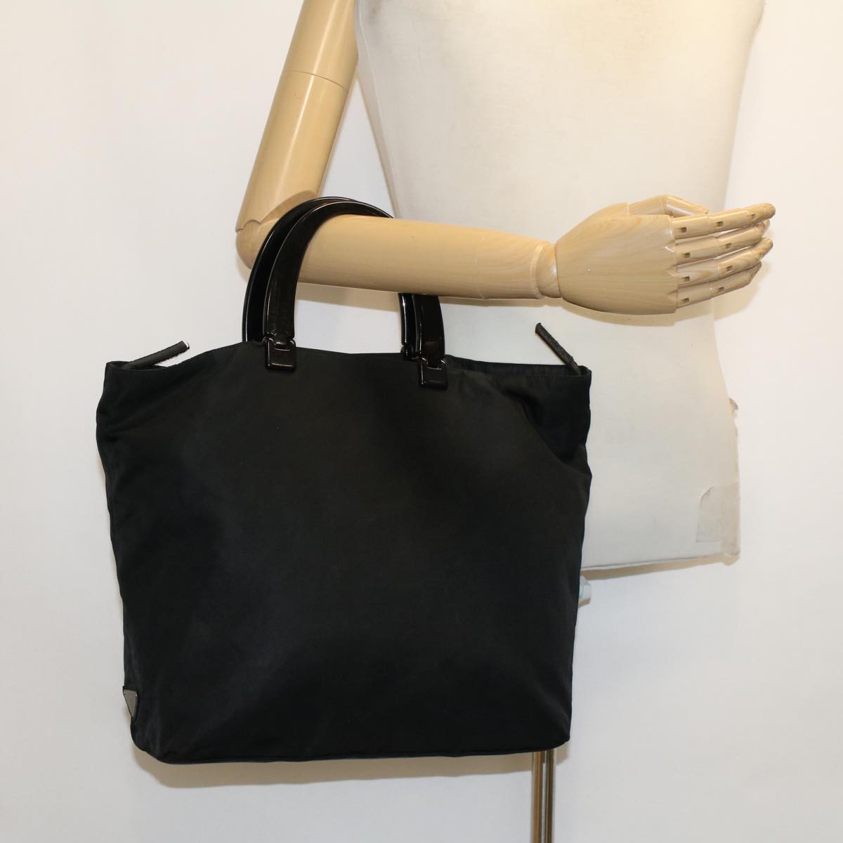 PRADA Hand Bag Nylon Black Auth ny246