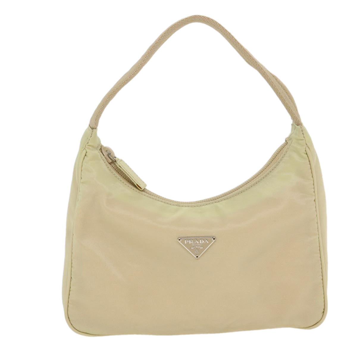 PRADA Hand Pouch Nylon Beige Auth ny249