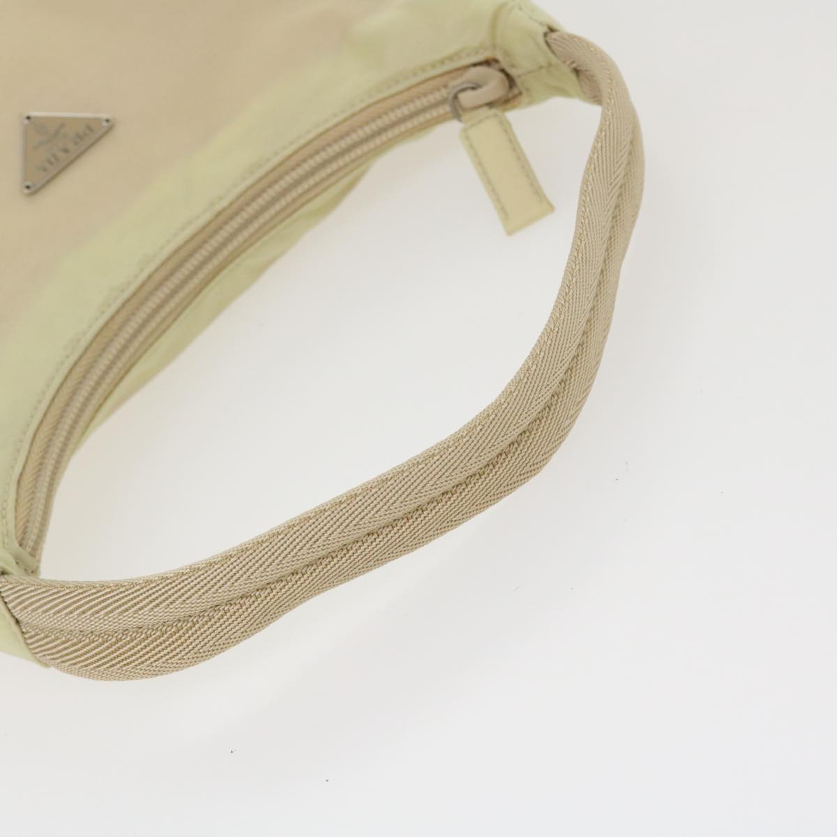 PRADA Hand Pouch Nylon Beige Auth ny249