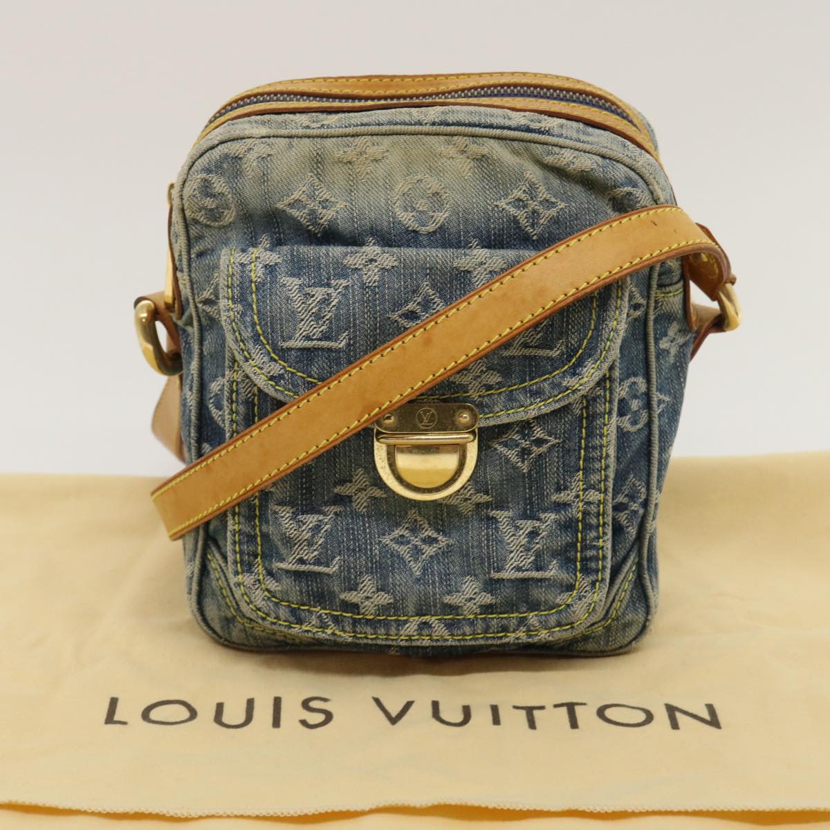 LOUIS VUITTON Monogram Denim Camera Bag Shoulder Bag Blue M95348 LV Auth pt1717