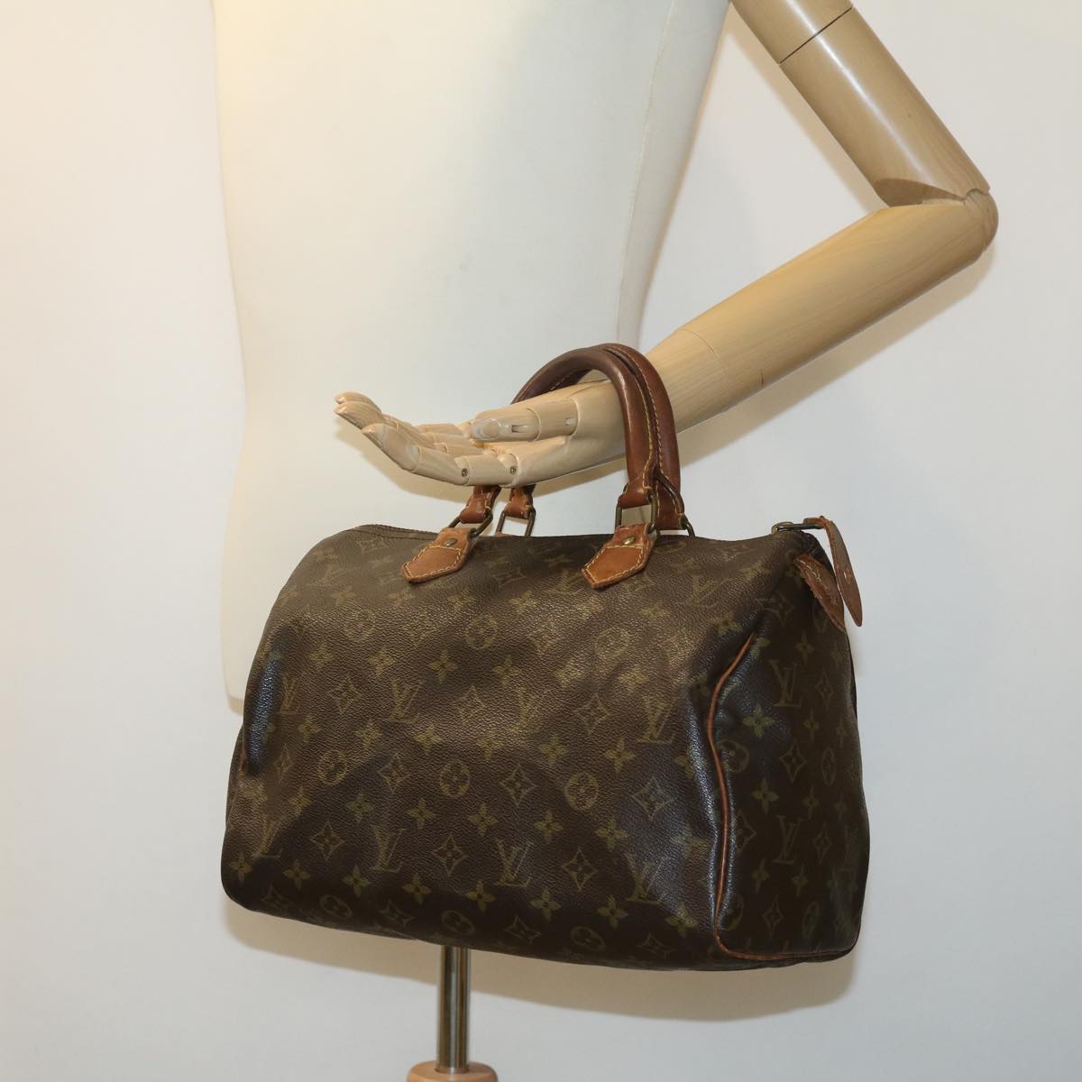 LOUIS VUITTON Monogram Speedy 30 Hand Bag M92642 LV Auth pt2092